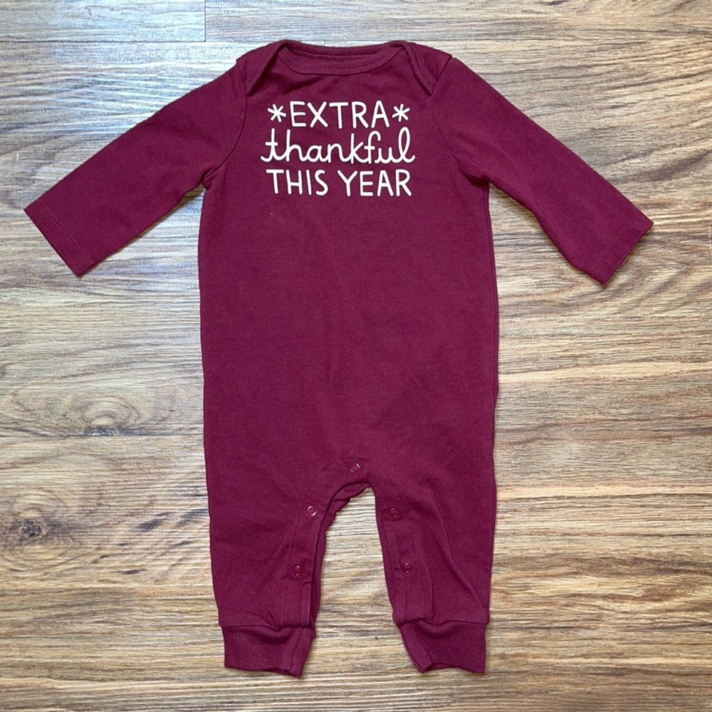 Cat & Jack 0-3 month Thanksgiving Onesie Maroon